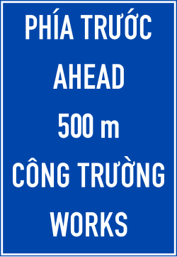 Biển báo hiệu phía trước có công trường thi công