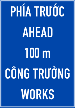 Biển báo hiệu phía trước có công trường thi công