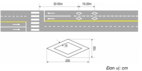 Vạch chỉ dẫn sắp đến chỗ có bố trí vạch đi bộ qua đường
